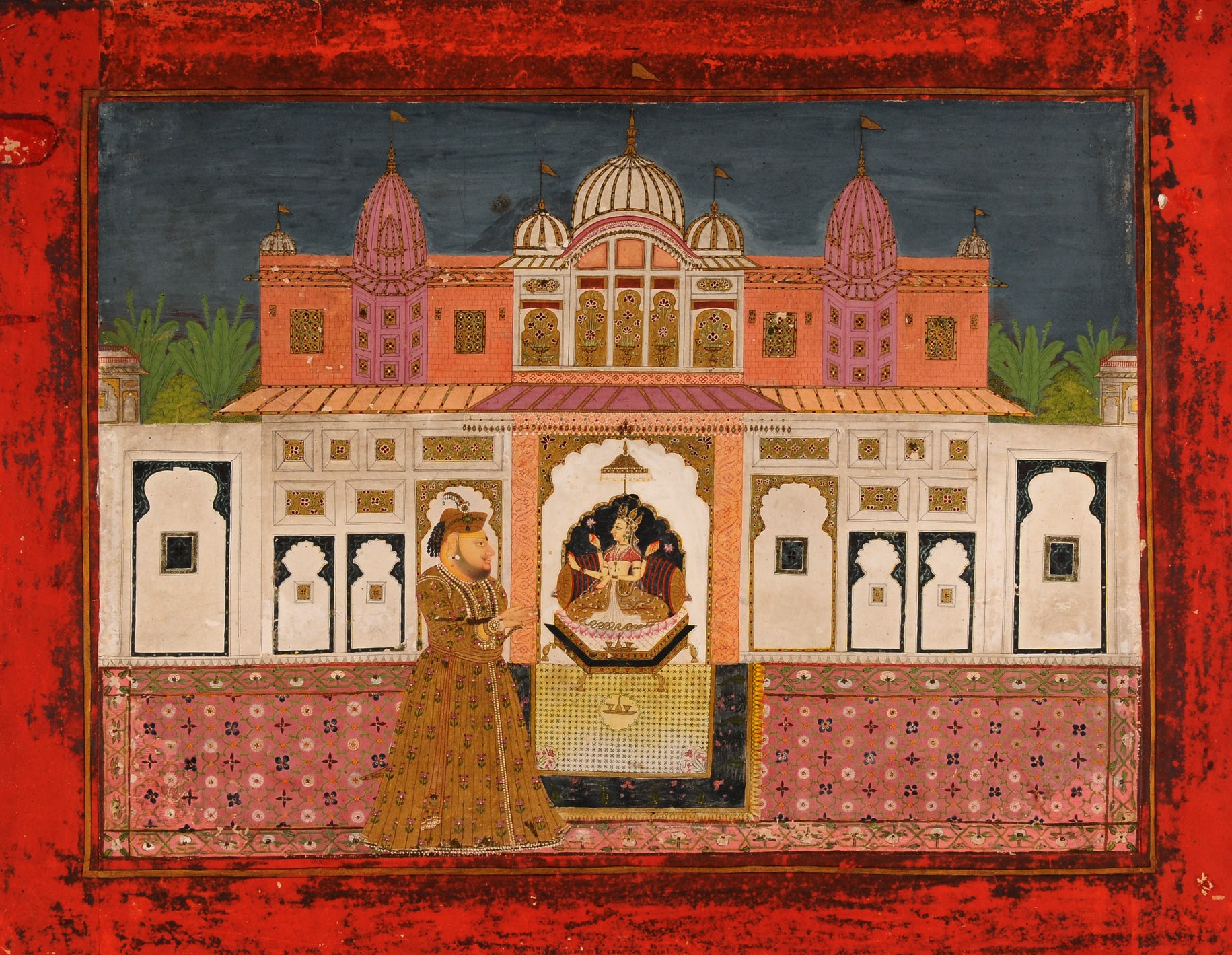 Maharaja Savant Simh worshiping Devi